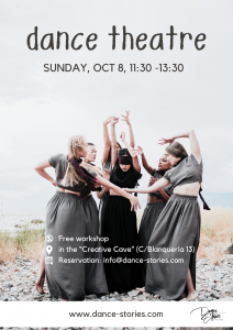 Poster to announce upcoming dance theatre workshop on October 8th