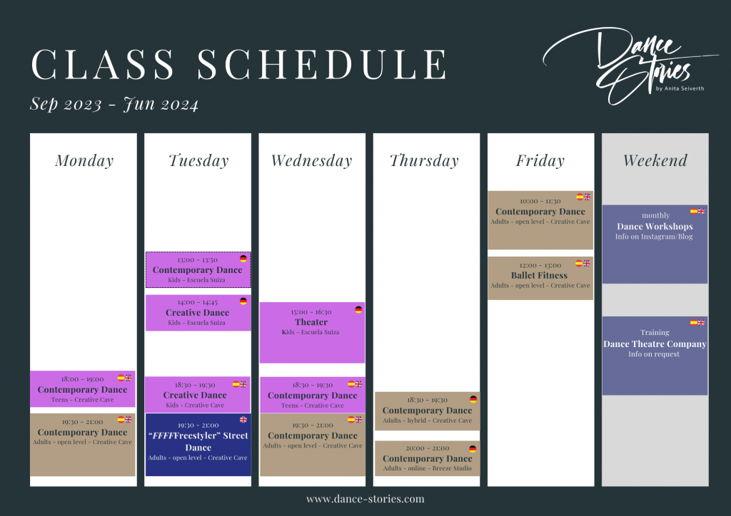 Weekly Class Schedule Dance Stories