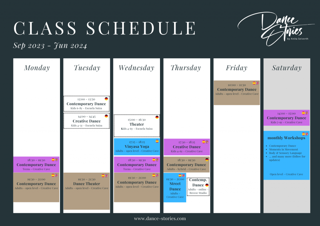 Weekly Class Schedule Dance Stories