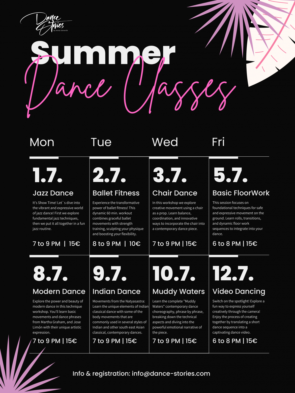 Summer Dance Schedule