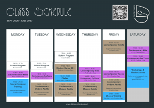 Class Schedule Season 2026/27 Dance